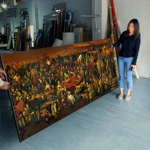 世界103位名人画与但丁讨论神曲油画沙发背景墙装饰画客厅挂画墙