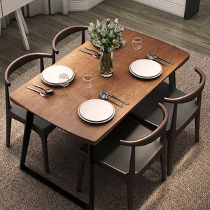 实木餐桌椅子北欧风现代简约轻奢休闲长方形大板桌家用小户型饭桌