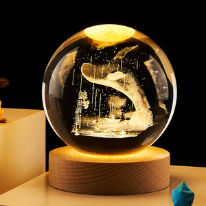 毕业季鲸鱼3D海洋水晶球海豚发光小夜灯摆件生日礼物61儿童节礼物
