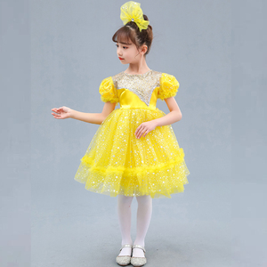六一儿童演出服女童蓬蓬纱裙幼儿园快乐的小星星黄色公主裙舞蹈服