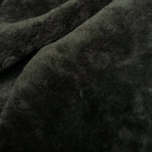 黑色纯澳毛羊剪绒面料烫画复合麂皮绒皮毛一体大衣布料大块布头