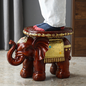 新中式进门仿实木大象穿换鞋凳客厅门口玄关落地小象矮凳创意摆件