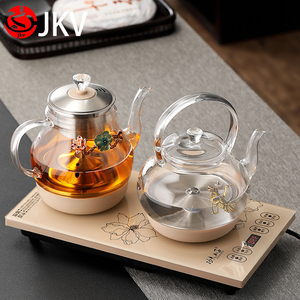 jkv玻璃蒸汽煮茶器全自动上水煮茶壶双炉电热烧水壶智能养生茶炉