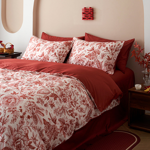 红色新疆长绒棉丨四件套纯棉全棉床单被套高支高密轻奢高级感床品