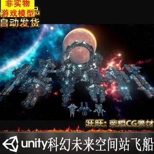 Unity3d科幻未来空间站流浪地球飞船FBX模型SpaceshipsVol.#02