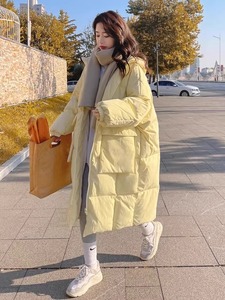奶fufu黄色羽绒棉服女中长款冬季2023年新款宽松大衣加厚棉袄棉衣