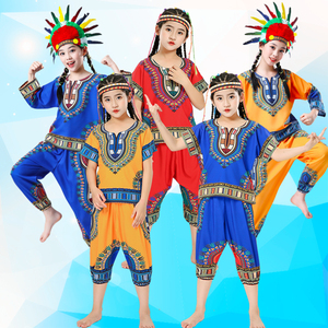 儿童非洲鼓演出服男女童印第安人舞蹈泰国民族幼儿园手鼓表演服装