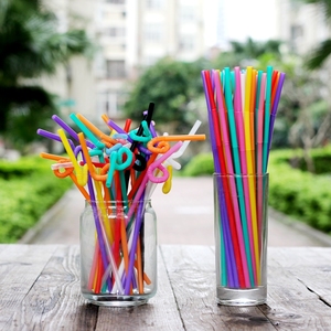 吸管一次性彩色艺术创意百变造型可弯曲饮料果汁塑料长100支包邮