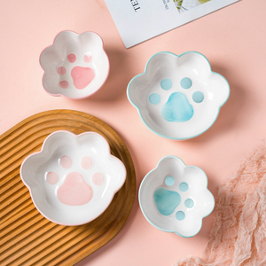 猫碗陶瓷食盆宠物猫粮碗双碗保护颈椎猫咪用吃饭喝水碗防打翻可爱
