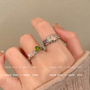 布灵布灵~ins彩锆戒指女轻奢高级感个性甜酷风食指戒小众设计指环