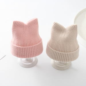 宝宝帽子韩版男女童婴儿糖果色针织可爱保暖护耳秋冬款儿童毛线帽