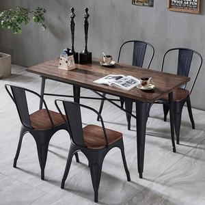 美式工业风老榆木实木餐桌椅组合餐厅咖啡厅酒吧复古铁艺餐桌椅子