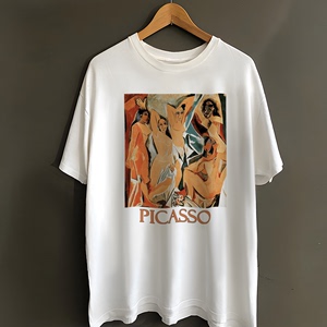 纯棉毕加索piccasso短袖抽象艺术油画联名T恤世界名画简笔画衣服