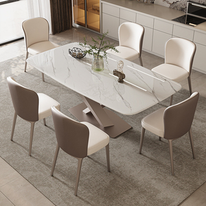超晶石歺餐桌椅轻奢客厅家用奶油风大理石现代简约小户型岩板饭桌