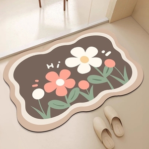 硅藻泥软地垫浴室卫生间门口脚垫子吸水防滑厕所小地毯花园家用