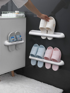 浴室拖鞋架壁挂式收纳神器厕所置物架卫生间免打孔挂墙壁鞋子鞋架
