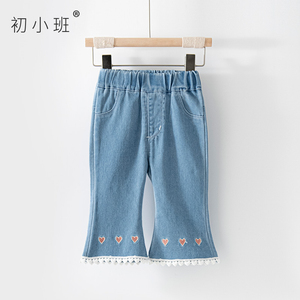 女宝宝牛仔裤夏季女童喇叭裤精致爱1一4岁韩版可爱婴儿裤子薄款潮