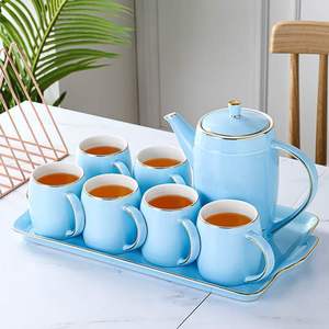 北欧水杯套装家用客厅轻奢陶瓷杯具水具茶具茶壶杯子喝水壶带托盘