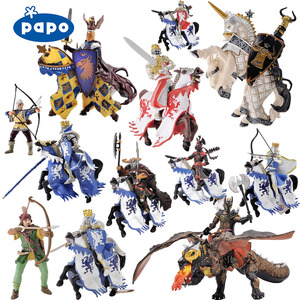 法国papo 中世纪骑士马弓箭手长矛 龙动物仿真模型摆件儿童玩具