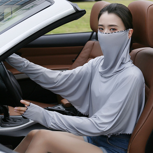 开车防晒神器披肩面罩脖子装备女司机夏季骑车全脸护颈一体冰丝衣