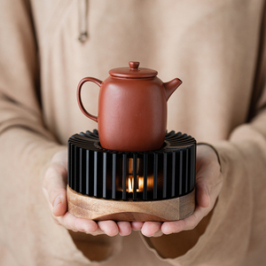 古晟 百叶温茶器胡桃木暖茶炉蜡烛保温煮茶底座围炉烤茶提香配件