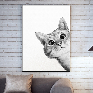现代简约可爱猫咪动物玄关装饰画客厅沙发背景墙挂画卧室餐厅壁画