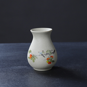 粗陶陶瓷花瓶干花花插室内桌面摆件古典中国风梅兰竹菊笔筒六君子