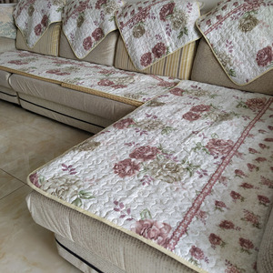全棉防滑布艺沙发垫清新田园垫布中式双面四季通用长椅子垫欧式冬