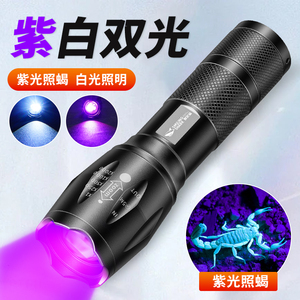 新款蝎子灯超强手电筒395nm紫光灯强光验钞可充电照明鉴定专用灯