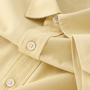 多巴胺奶黄色~重磅纯棉蛋壳黄长袖衬衫女显白减龄纯色外套开衫秋