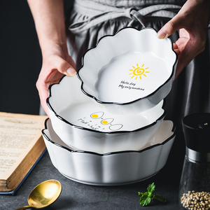 陶瓷碗可爱水果沙拉创意个性碗饭碗日式家用餐具微波炉烤箱碗专用