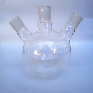 石英三口烧瓶50-2000ml圆底耐高温碱性规格齐全可定制无硼硅玻璃