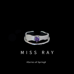 「魅银」神秘紫钻小众独特金属双层设计感冷淡暗黑风开口戒指指环