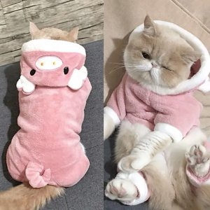 猫咪衣服小猪变身装秋冬季保暖四脚棉衣可爱小猫幼猫小狗宠物戴帽
