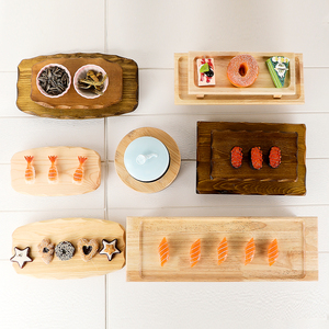 创意日式木制实木长方形木盘C子寿司盘子碟料理餐具寿司板平盘盛