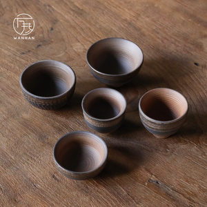 粗陶鎏金茶杯品茗杯茶盏茶碗陶瓷杯子单个柴烧小茶杯手工复古单杯