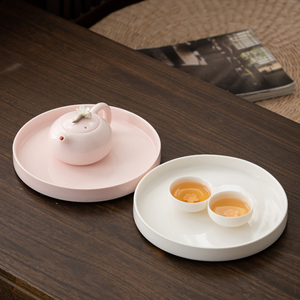 羊脂玉瓷干泡盘茶具托盘家用陶瓷茶壶盖碗底座蓄水小茶海两三人用