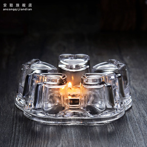 烛台耐热玻璃花茶壶加热保温底座茶具配件蜡烛温茶炉暖器煮茶心形