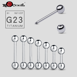 rockboilF136纯钛合金舌钉耳桥短杆耳骨钉细杆舌环耳蜗钉穿刺饰品