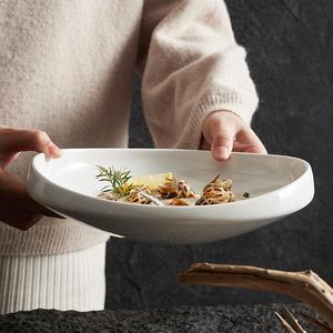 齐德家用日式轻奢甜品盘沙拉碗盘子水果创意高级感汤碟陶瓷餐厨具