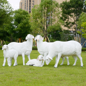 玻璃钢仿真滩羊绵羊湖羊雕塑羊摆件户外花园草坪园林景观动物装饰
