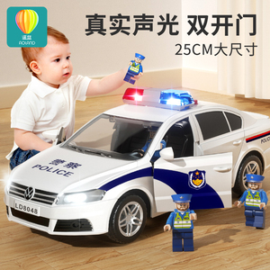 110儿童玩具合金警察车公安男孩仿真开门回。小汽车模型3岁4宝宝6