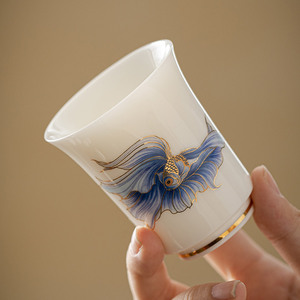 羊脂玉茶杯主人杯单杯女士喝茶专用小杯子情侣一对陶瓷品茗杯送礼