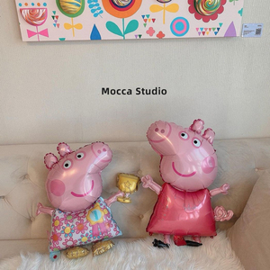 生日布置小猪佩琪佩奇铝膜气球儿童派对道具家庭包厢场景背景装饰