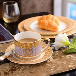 适用于爱马仕欧式骨瓷咖啡杯现代水杯家用陶瓷高档咖啡具英式下午