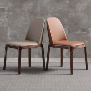 北欧实木餐桌椅家用现代实木椅子带靠背凳子简约深色软座垫餐椅