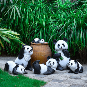 户外仿真大熊猫雕塑玻璃钢落地摆件商场园林景观花园动物装饰小品