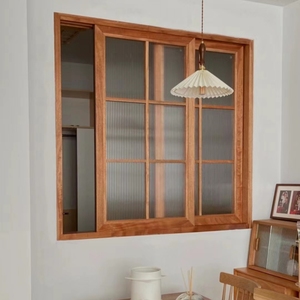 松木樱桃木门窗定制家用实木折叠窗厨房客厅推拉原木风家具平开窗