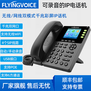 FLYINGVOICE飞音时代千兆彩屏无线IP电话机FIP13G集团SIP电话办公座机 局域网wifi话机POE支持U盘录音