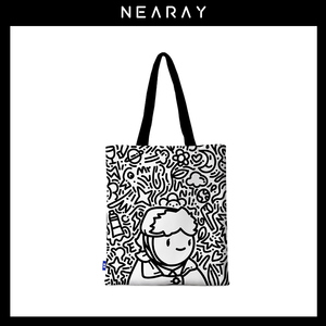 尼睿原创Q版艺术家插画单肩帆布包包女小众设计个性超酷手提袋W